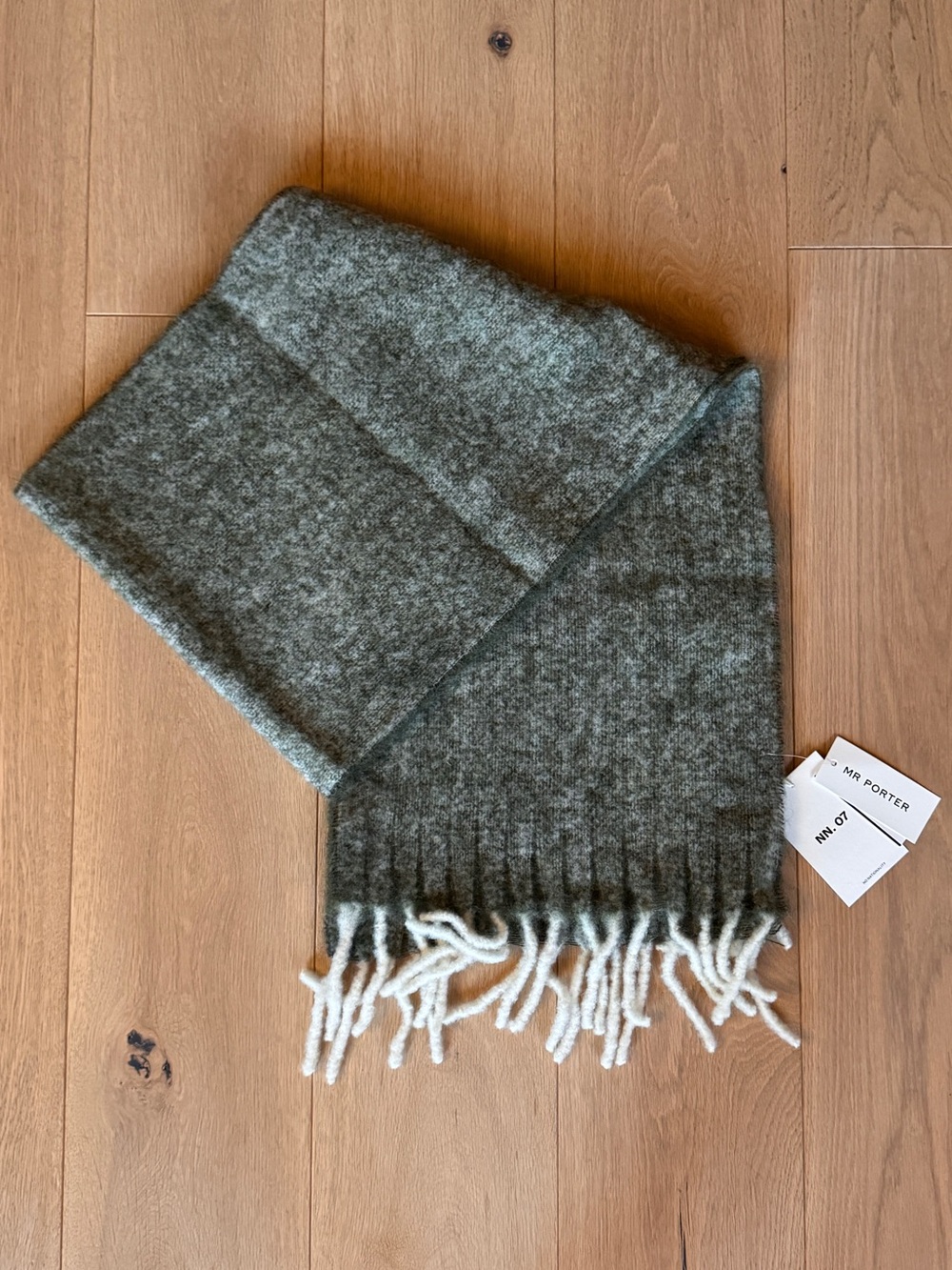 NN.07 Fringed Wool-Blend Green Scarf